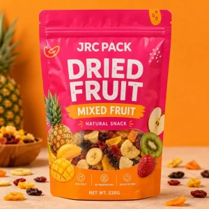Factory Custom Color Print Food Grade Laminated Composite Stand Zip Bag Embossing Clear Window Dried Mango Mixed Fruit Nut Food