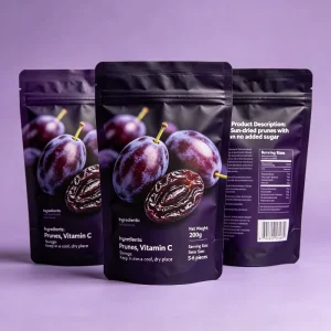 Factory Custom Stand Up Zipper Packaging Bags Resealable Doypack For Dried Apple Slices Dried Fruit Snack