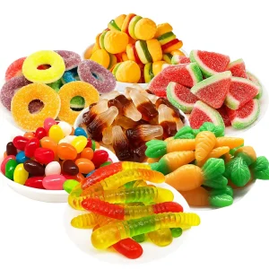 Factory Customized Various Shapes Flavors Oiled Chewy Gummy Bulk Halal BRC Fruit Flavour Sour Sweet Jelly Soft Candy