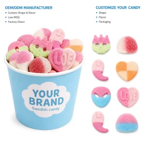 Factory Direct Custom Swedish Candy Soft Chewy Gummy Candy Halal Gelatin Free Gummies Bulk