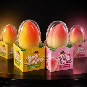 Factory Direct Mango Peach Ice Cream 75g Realistic Fruit Shape Frozen Treat for Distribution