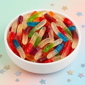 Factory Direct Sale Halal Bulk Candy Assorted Sweet Fruity Flavor Colored Worm Jelly Gummy Candy