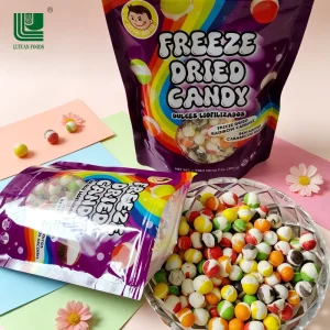 Factory Direct Supply OEM Halal Children’s Fruit Flavored Ball Freeze Dried Hard Candy Box Assorted Multi Colored Snacks Kids