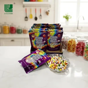 Factory Direct Supply OEM Halal Children’s Fruit Flavored Ball Freeze Dried Hard Candy Box Assorted Multi Colored Snacks Kids