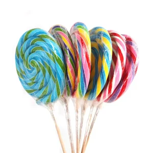 Factory Directly OEM ODM 8.8oz Giant Swirl Individual Pack Rainbow Fruit Handmade Lollipop Candy