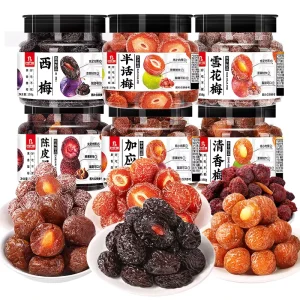 Factory MD30 Hua Mei Gan Natural Chinese Preserved Fruit 158g Canned Plum Mixed with Dried Blueberry Cherry Plum 158g