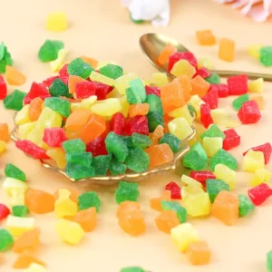 Factory Price High Quality Soft Sweet Gummy Candy Diced Papaya Flavored Fruits for Sale