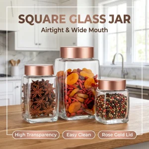 Factory Sale 180ml 280ml Cube Square Shape Food Storage Container Glass Honey Jam Jars