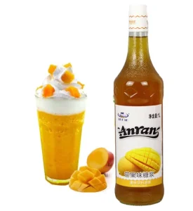 Factory Supply Mango Flavor Syrup 1L Thick Concentrated Fruit Infuse Syrup for Milk Tea Mango Shakes and Cocktails