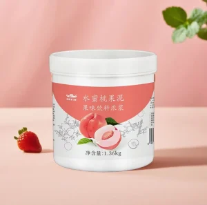 Factory Supply Peach Flavor Fruit Puree 1.36kg Thick Fruit Pulp Ingredients for Smoothie Baking Fruit Tea Shops and Milk Shake