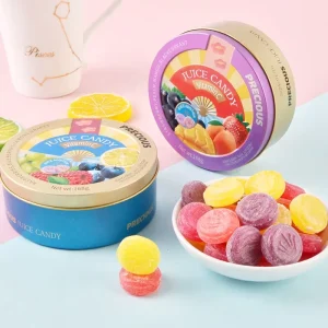 Fancy Multi-color Sugar Canned Sweets Glucose Fruit Flavored Hard Candy with logo