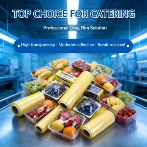 Food Grade PVC Cling Film Clear Plastic Food Wrap PVC Cling Film Jumbo Roll for Kitchen Household Use