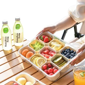 Food Grade Transparent Nine compartment Fruit Preservation Box Plastic Modern Minimalist Portable Sealing Outdoor Picnic