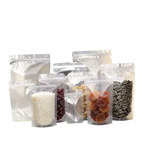 Food Grade Transparent Stand up Zipper Bag Resealable Self Sealing Plastic Stand up Pouch for Candy Dried Fruit Packaging
