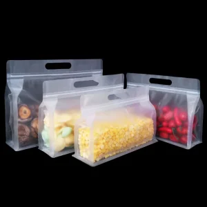Free Sample No MOQ Inventory for Store Dried Fruit Grain Sideway Zipper Sealed Transparent Stand Up Octagonal Pouch With Handle
