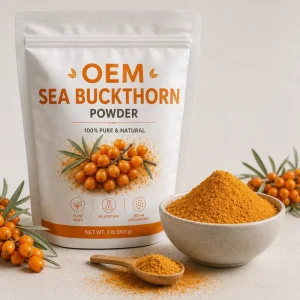 Freeze Dried Sea Buckthorn Berry Fruit Powder Natural Fruit Powder Smoothie Beverage Private Label OEM ODM Supplier