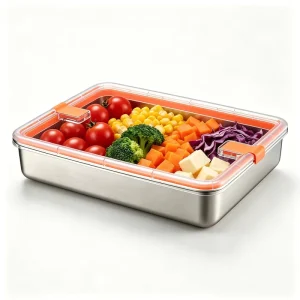 Freezer Safe 304 Bento Lunch Box Airtight Stainless Steel Food Storage Container Deli Meat Bacon Cheese Container with PC Lid