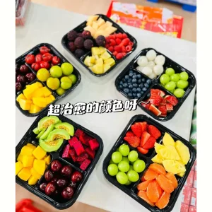 Fresh Cut Fruit Tray Quadrate Plastic Box with Lid for Packaging