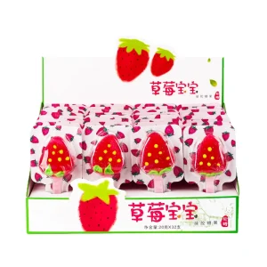 Fruit Flavor Strawberry Shape Soft Lollipop Candy 20g Boxed Sweet Gummy Candies