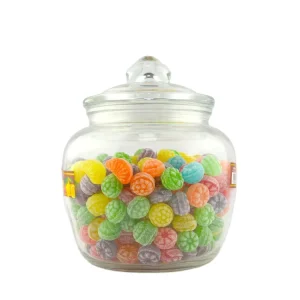 Fruit Shape Hard Candy With Sugar Powder in Bottles
