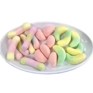 Fruit Shaped Fruit Flavor Orange Crispy Snack Freeze Dried Gummy Candy