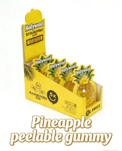 Giant Fruity Pineapple Gelatin Gummy Candy Orange Sweet 135g 4D Peelable Block Shape Resealable Fruit Snacks Packaged