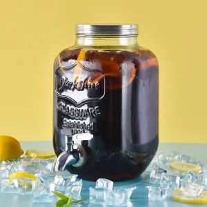 Glass Beverage Dispenser With Tap Stand Large Capacity Cold Water Jug Fruit Tea Juice Jar Storage Container for Home Party