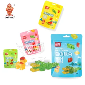 Gummy Manufacturer Multi Colored Custom Halal Soft 3D Building Blocks Shape Sweet Gummy Candy Bulk
