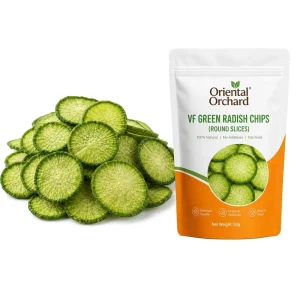 HALAL Kosher Certificate Dried Fruit Vegetable Vacuum Low Temperature Fried Hard Green Radish Chips Salty Snack ODM OEM Retail