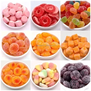 Halal Certified Christmas Candy Coated Glucose Sweet Gummy Sour Fruity Block Shape Bag 2.5kg