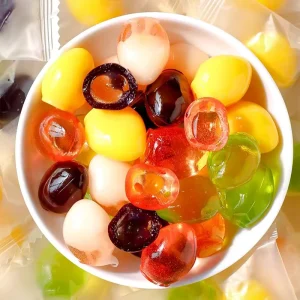 Halal Certified DDK Brand Cartoon Shaped Gummy Candy Peeled Fruit Flavored Fudge Bag Packaging Soft Candy Fruity Taste