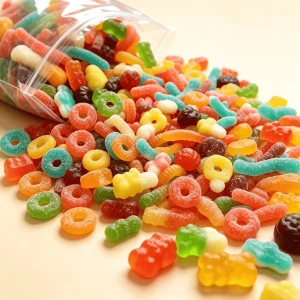 Halal Certified Sweet Custom Fruit Flavor Gummy Candy Multi Colored Gummy Candy