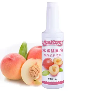 Halal Flavored 1.3kg Peach Flavor Fruit Juice Concentrates Fruit Syrup for Bubble Tea or Smoothies