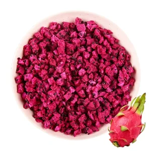 Halal Freeze Dried Sweet Red Dragon Fruit Dices Low MOQ Custom Packaging Smoothie Bowl Topping Vegan Healthy Bulk
