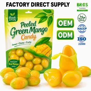 Halal Green Mango Peelable Gummy Candy Custom Producer Factory Bulk Sweets Soft Chewy Fruit Flavor