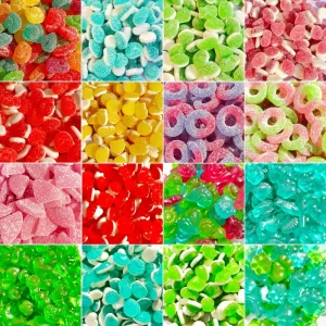 Halal Gummy Candy OEM Fruit Gelatin Gummies Sour Sweet Bear Worm Fruit Shape Candy