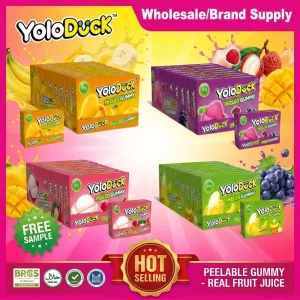 Halal Peelable Gummy Candy Assorted Real Fruit Juice Soft Chewy Novelty Bulk Sweets OEM For Reseller