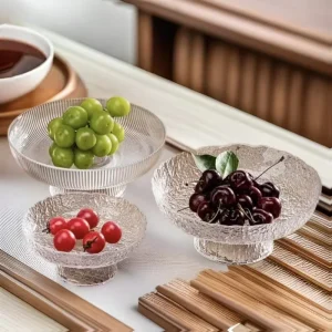 Hammered Glass Fruit Plate Suitable for Home Snack and Candy Display Plate Dried Fruit Plate Dessert Plate Fruit Basket