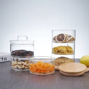 High Borosilicate Glass 400ml Transparent Modern Food Container Jar with Lid for Kitchen and Party Use