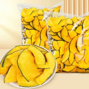 High Quality Low Temperature Vacuum Fried Salty Semi hard Crispy Pumpkin Vegetable Chips Low Fat Healthy Bulk Snacks