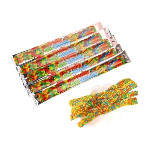 High Quality OEM ODM Fruit Flavored Sour Gummy Strips with Colorful Beads Customizable Long Rainbow Belts Sweet Sugar