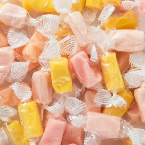Individual Wrapping Chewy Gummy Sweet Mixed Fruit Candy (Strawberry White Peach Coconut Durian) AOOLIO Brand