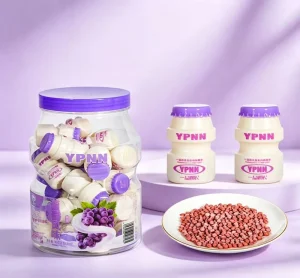 Indulge in the Fun and Flavor with Our Mini Chewy Grape Flavor Yogurt Bottle Shape Candy