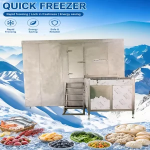 Industrial Tunnel Freezer IQF Freezing Machine Stainless Steel for Vegetable Fruit Seafood