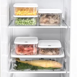 Japanese style Plastic Rectangular Refrigerator Classification Fresh Keeping Box Food Grade Frozen Sealed Fruit Vegetable