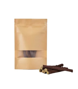 Kraft Paper Food Packaging Plastic Bag Stand up Ziplock Pouch Clear Window Nuts Seeds Dried Fruit Fast Delivery in 7 Days