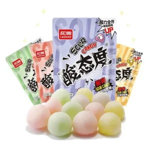 Lechao 100g Bag Multicolor Ball Shape Fruity Flavor Sour Candy Halal Soft Sweets Gummy Candies