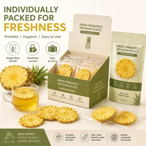 Low MOQ Sweet Natural Dried Fruit Rounds for Edible Tea Infusion Healthy Detox Water Garnish Premium Dehydrated Pineapple Slices