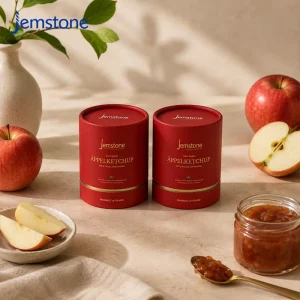 Luxury Rigid Cardboard Cylinder Box for Fruit Preserves Jam Jar Kraft Paper Tube Packaging with Full Color Customized Logo