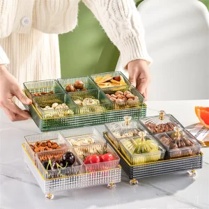 Luxury Storage Snack Tray Living Room Dried Fruit Plate Home Snack Plate Nut Box Fruit Plate